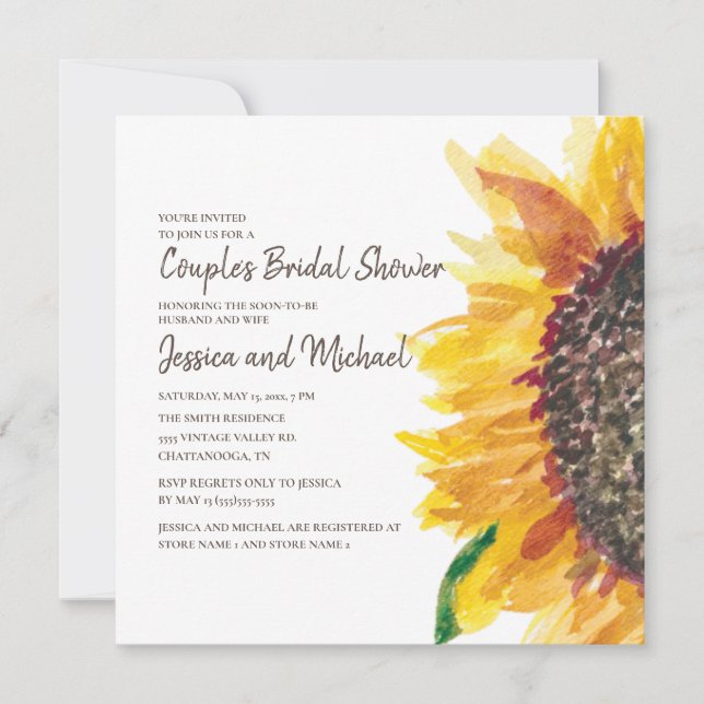 Convites Chuva de Presentes de Casamento de Girassóis Amare (Frente)