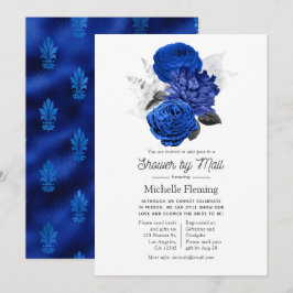 Convites Chuva de Presentes de Noiva Azul Real e Floral Pra