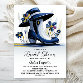 Convites Chuva de Presentes de Noiva com Botas Azuis e Chap