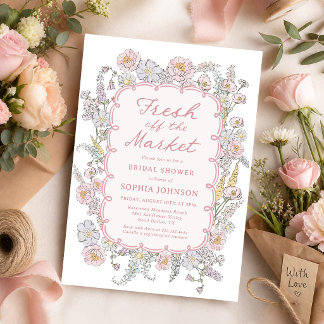 Convites Chuva de Presentes de Noiva Floral Elegante Fresca