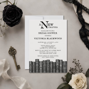 Convites Chuva de Presentes de Noiva Gótica Preto e Branco