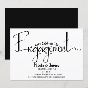 Convites Chuva de Presentes de Noivado Black & White Modern