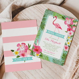 Convites Chuva de Presentes de Noivado de Flamingo Tropical