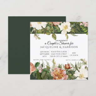 Convites Chuva de Presentes para Casais   Floral de Coral d
