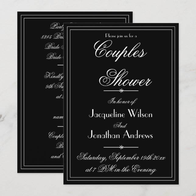 Convites Chuva de Presentes para Casais Simples e Elegante  (Frente/Verso)
