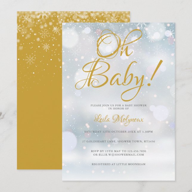 Convites Chuva de Primeiro Neve Oh Bebê Baby Shower (Frente/Verso)