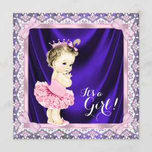Convites Chuva de Princesa de Tutu Rosa e Roxo Bailarina