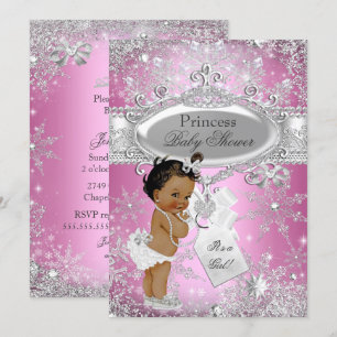 Convites Chuva de Princesa Rosa Natal de Inverno Baby Showe