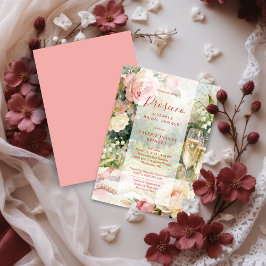 Convites Chuva de Prosecco e Pérolas Rosa Chic Bridal Showe