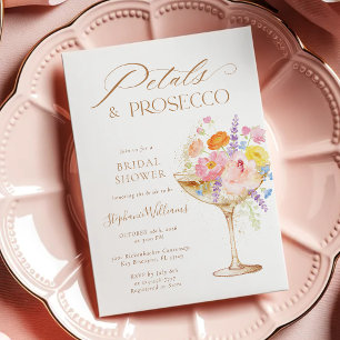 Convites Chuva de Prosecco Floral em Aquarela