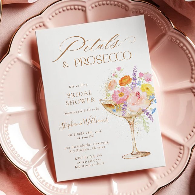 Convites Chuva de Prosecco Floral em Aquarela (Criador carregado)