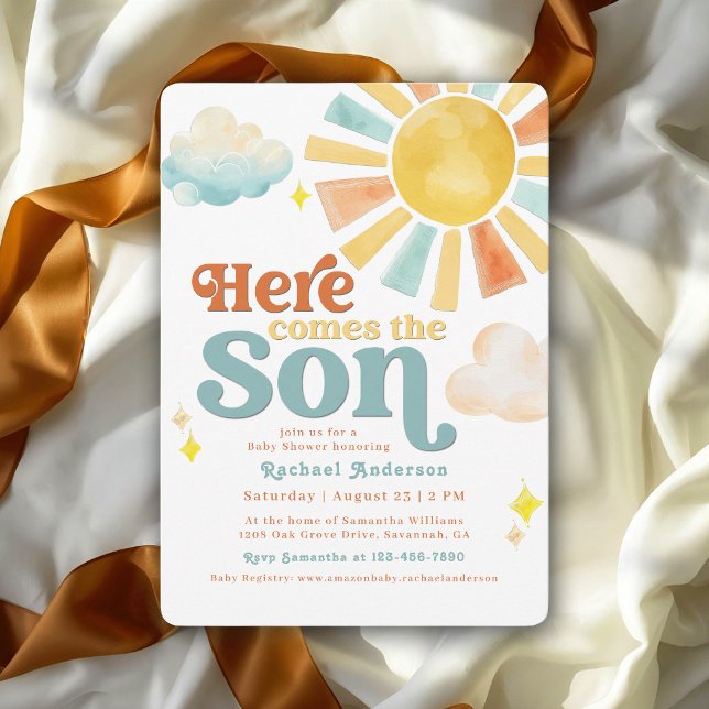 Convites Chuva de Raios de Sol Here Comes the Son Baby Show (Criador carregado)