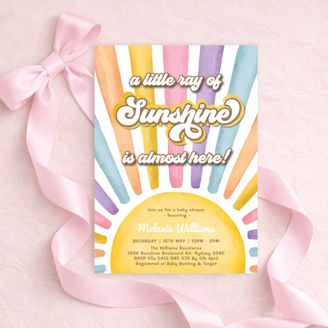 Convites Chuva de Raios de Sol Menina Baby Shower (Criador carregado)