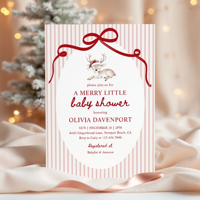 Convites Chuva de Reindeer Vermelho Natal Bebê Shower (Criador carregado)