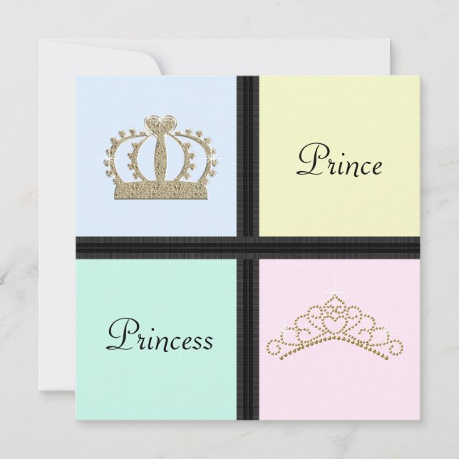 Convites Chuva de Revelação de Gênero de Príncipe Princesa (Frente)