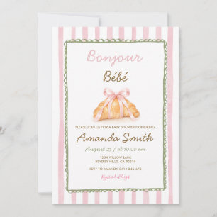 Convites Chuva de Rosa Baby Shower Padaria Francesa Coquett