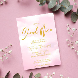 Convites Chuva de rosa e dourado baby shower