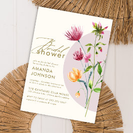 Convites Chuva de Rosa Floral Boêmia Elegante Chá de Noiva