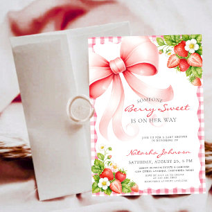 Convites Chuva de Rosa - Morango Doce - Baby Shower