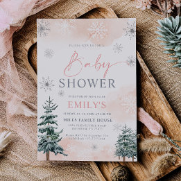 Convites Chuva de Rosa Natal Encantado Baby Shower