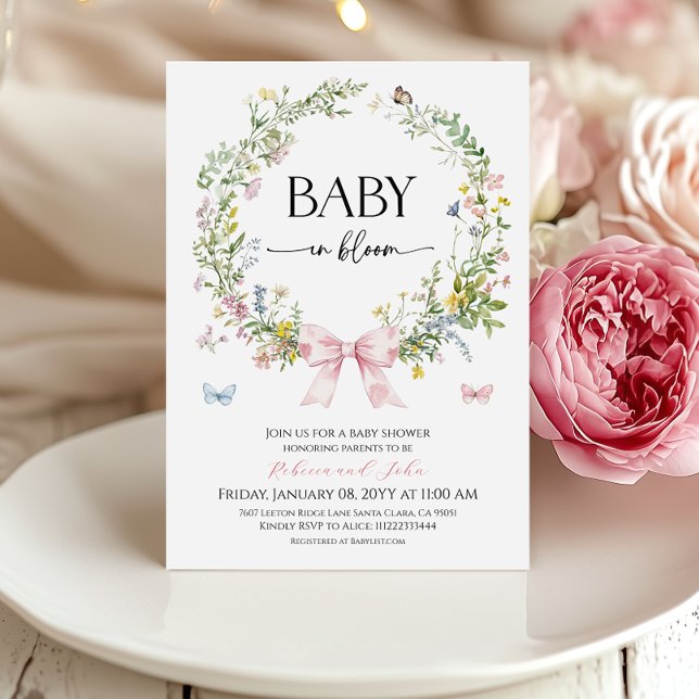 Convites Chuva de Rosa Rústica Boho Bebê em Flor Baby Showe (Criador carregado)