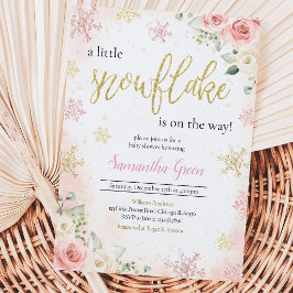 Convites Chuva de Rosa Um Pequeno Floco de Neve Baby Shower