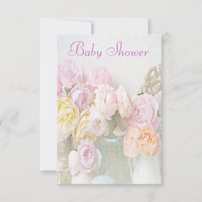 Convites Chuva de Rosas Românticas em Jars Baby Shower (Frente)