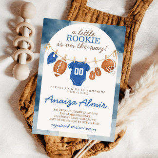 Convites Chuva de Roupas de Futebol para Bebê Little Rookie