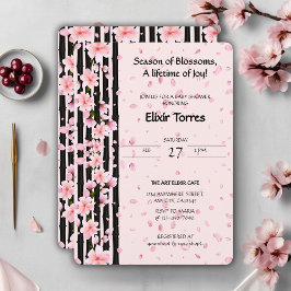 Convites Chuva de Sakura Primavera Bebê Shower