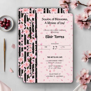 Convites Chuva de Sakura Primavera Bebê Shower