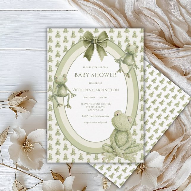 Convites Chuva de Sapinhos Verde para Baby Shower (Criador carregado)