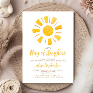 Convites Chuva de Sol Amarelo Laranja Baby Shower