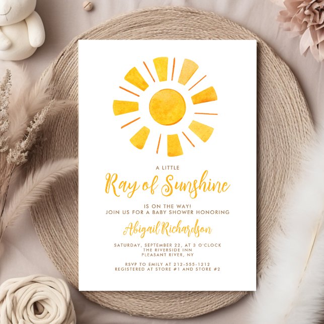 Convites Chuva de Sol Amarelo Laranja Baby Shower (Criador carregado)