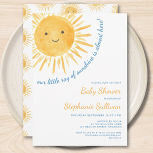 Convites Chuva de Sol Baby Shower Menino