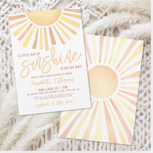 Convites Chuva de Sol Boho Baby Shower (Sunshine Boho Sun Baby Shower Invitation)