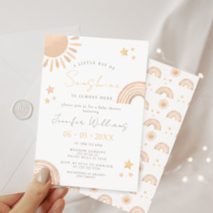 Convites Chuva de Sol Boho e Arco-íris Baby Shower