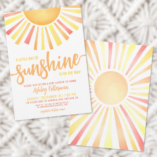 Convites Chuva de Sol Feliz Amarelo Boho Chuvada de Bebê