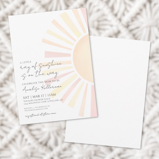 Convites Chuva de Sol Festa do Bebê Solzinho (Sun Boho Sunshine Baby Shower Invitation)