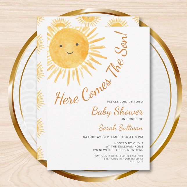 Convites Chuva de Sol Filho Chamada de Bebê (Criador carregado)