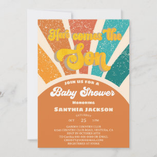 Convites Chuva de Sol Groovy - Baby Shower - Aqui Vem o Fil