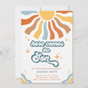 Convites Chuva de Sol Retro Aqui Vem o Filho Churrasco de B