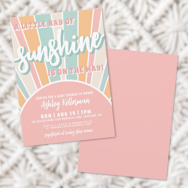 Convites Chuva de Sol Retro Festa de Bebê (Sunshine Retro Sun Baby Shower Invitation)