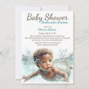 Convites Chuva de Sonhos Aquáticos em Aquarela Baby Shower