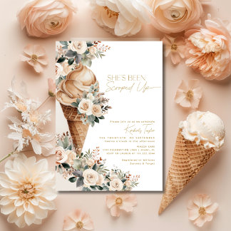 Convites Chuva de Sorvete Floral Boho Chá de Noiva