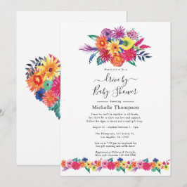 Convites Chuva de Surpresa de Fiesta Floral em Aquarela