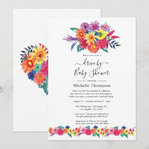 Convites Chuva de Surpresa de Fiesta Floral em Aquarela