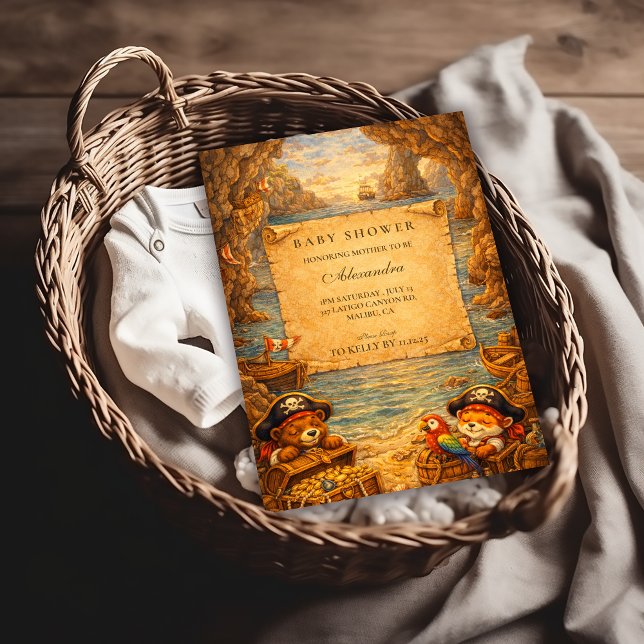 Convites Chuva de Tesouros dos Pequenos Piratas Baby Shower (Criador carregado)