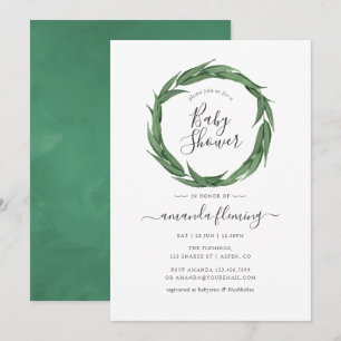 Convites Chuva de Verde em Aquarela Baby Shower