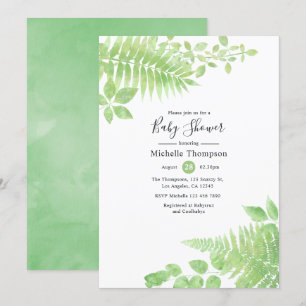 Convites Chuva de Verde em Aquarela Baby Shower