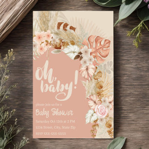 Convites Chuva Floral Boho Pampas